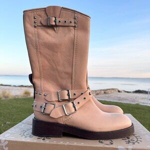 New Free People Janey Engineer Moto Boots Marzipan Tan We The Free Women’s 10